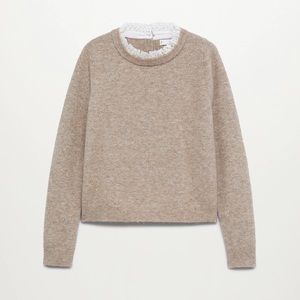 Mango Wool Blend Sweater w Collar Detail